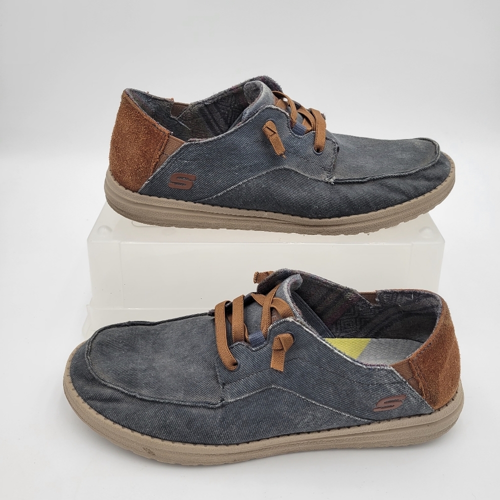 Sketchers Air Cooled Gogamat Arch Denim/Brown Spot on front Sneaker Size 10 - Picture 3 of 12